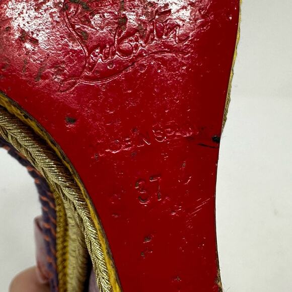 Christian Louboutin Cataclou Duplice Tie Dye Ankle Strap Wedge Sandals - Picture 13 of 13